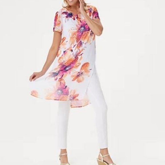 Susan Graver Tops - Susan Graver Sheer Chiffon Tunic & Knit Tank Set